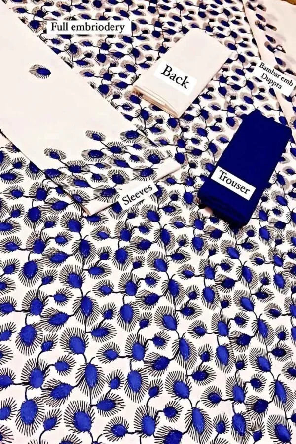 Libaas by Zimal - 3PC Unstitched – Embroidered Lawn Shirt & Trouser with Embroidered Bamber Dupatta – LBZLE-9775